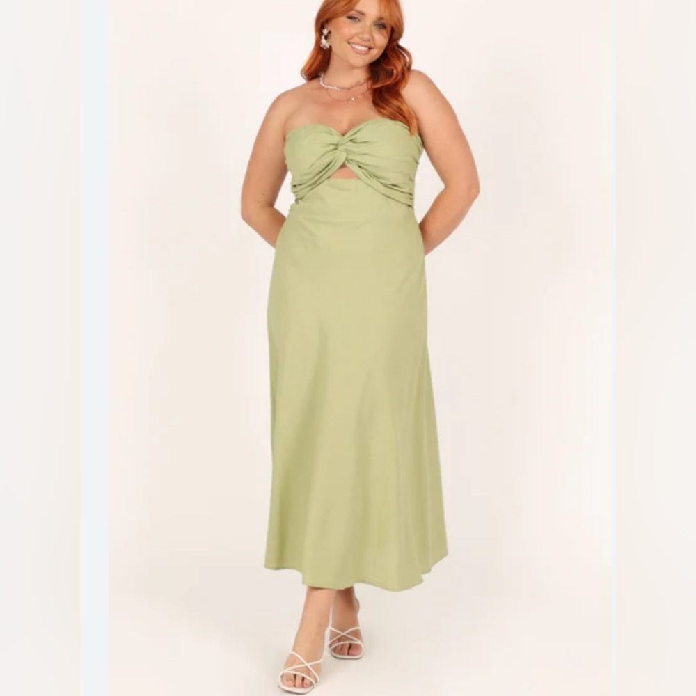 Petal & Pup Rosetta Linen Blend Sweetheart Neck Cottagecore Midi Maxi Size 12